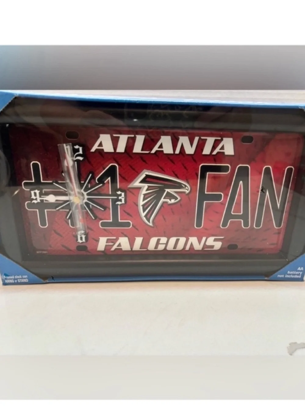 Vintage 2001 SEALED NFL Atlanta Falcons #1 FAN Clock Quartz Red Black Wall Table